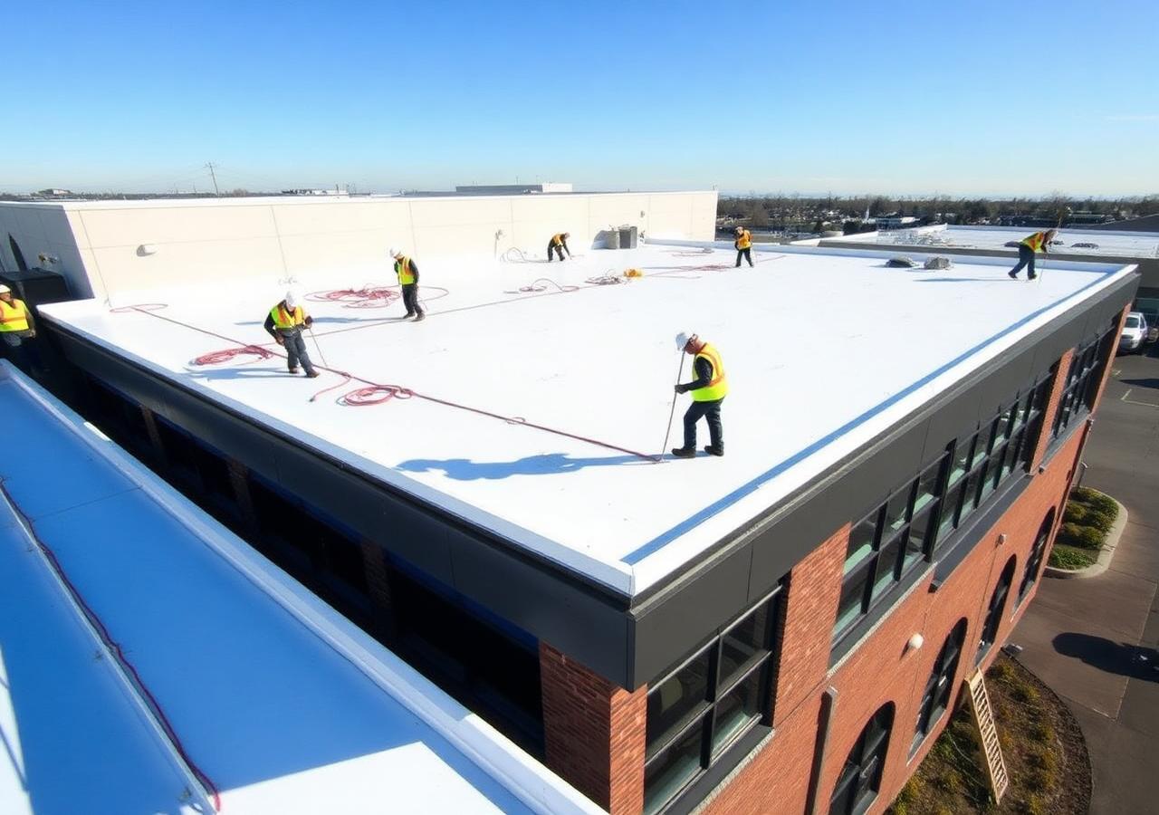 Commercial flat roof installation in Northwest Indiana