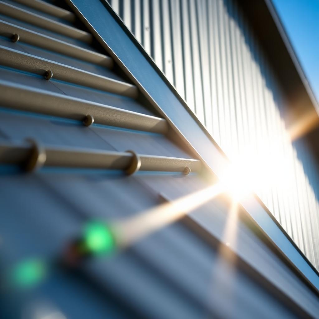 Standing seam metal detail on a commercial building